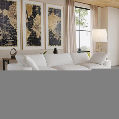 120" White Linen Blend Modular Sofa With Toss Pillows HomeRoots