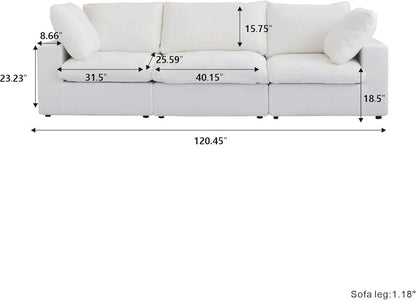 120" White Linen Blend Modular Sofa With Toss Pillows HomeRoots