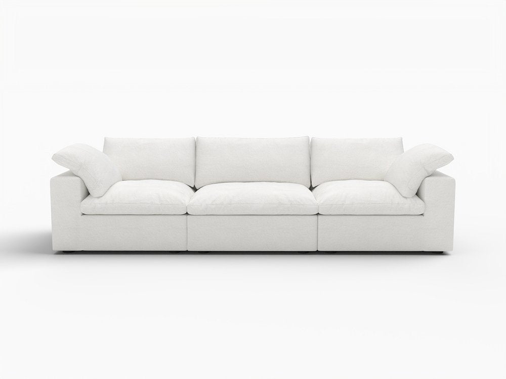 120" White Linen Blend Modular Sofa With Toss Pillows HomeRoots