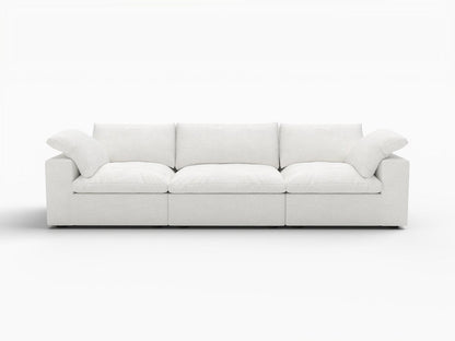 120" White Linen Blend Modular Sofa With Toss Pillows HomeRoots