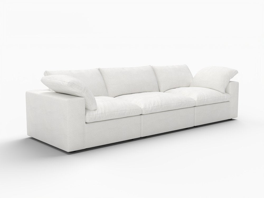 120" White Linen Blend Modular Sofa With Toss Pillows HomeRoots