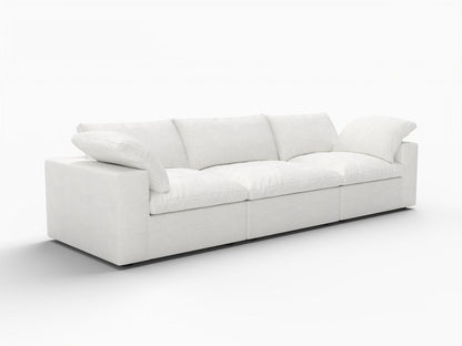 120" White Linen Blend Modular Sofa With Toss Pillows HomeRoots