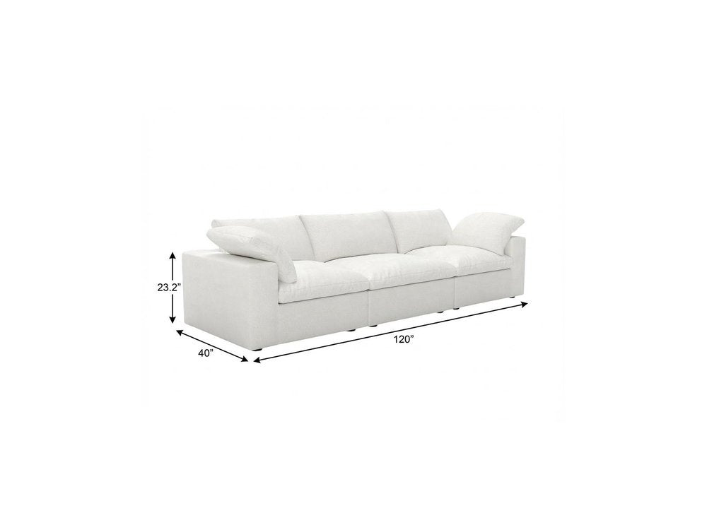 120" White Linen Blend Modular Sofa With Toss Pillows HomeRoots