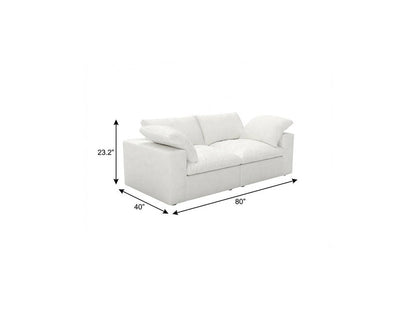 80" White Linen Blend Modular Loveseat and Toss Pillows HomeRoots