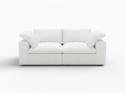 80" White Linen Blend Modular Loveseat and Toss Pillows HomeRoots
