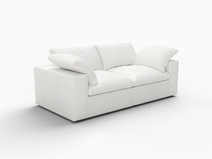 80" White Linen Blend Modular Loveseat and Toss Pillows HomeRoots