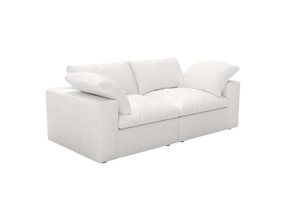 80" White Linen Blend Modular Loveseat and Toss Pillows HomeRoots