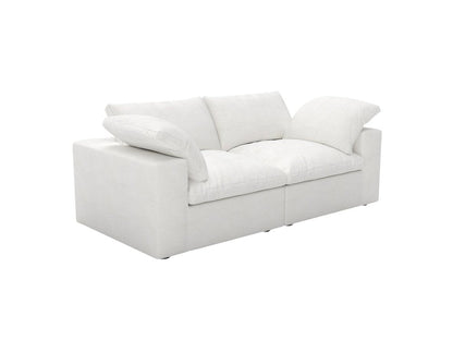 80" White Linen Blend Modular Loveseat and Toss Pillows HomeRoots