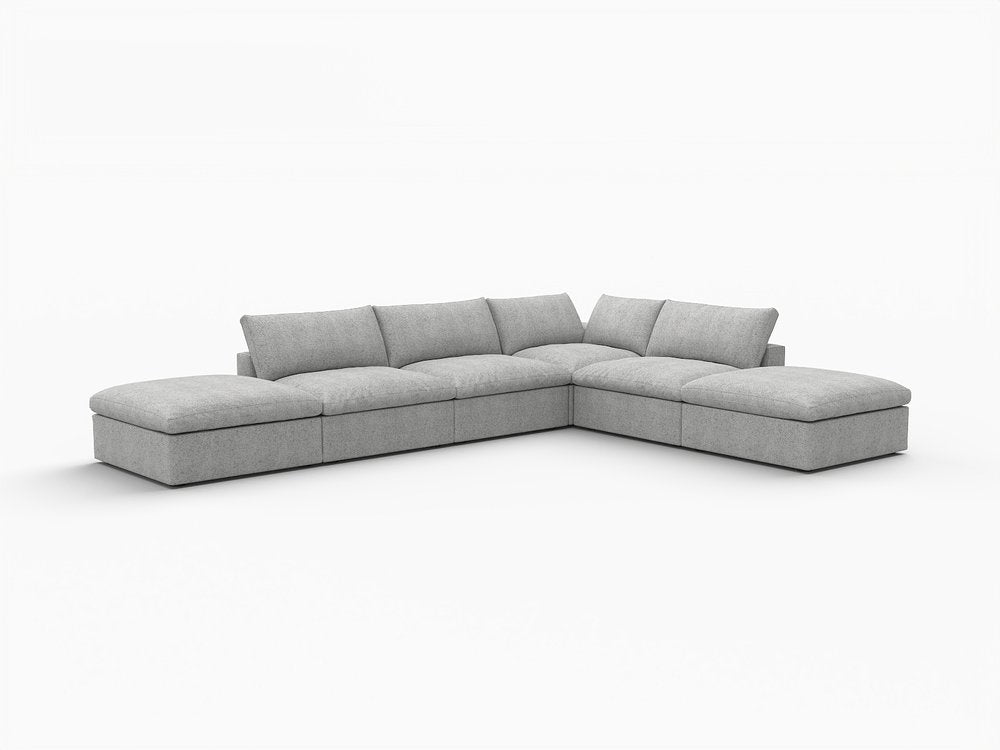 160" Light Gray Linen Blend Modular Armless Sofa With Ottomans And Storage HomeRoots