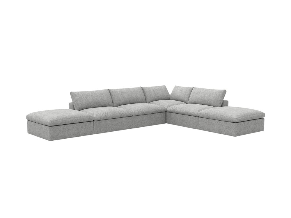 160" Light Gray Linen Blend Modular Armless Sofa With Ottomans And Storage HomeRoots