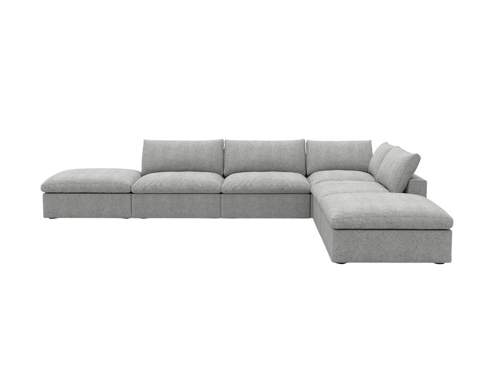 160" Light Gray Linen Blend Modular Armless Sofa With Ottomans And Storage HomeRoots