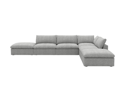160" Light Gray Linen Blend Modular Armless Sofa With Ottomans And Storage HomeRoots