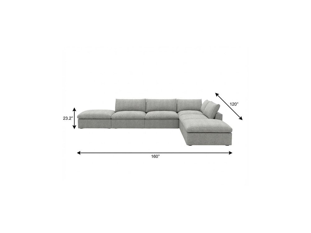 160" Light Gray Linen Blend Modular Armless Sofa With Ottomans And Storage HomeRoots