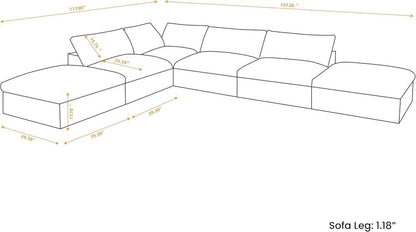 160" Light Gray Linen Blend Modular Armless Sofa With Ottomans And Storage HomeRoots