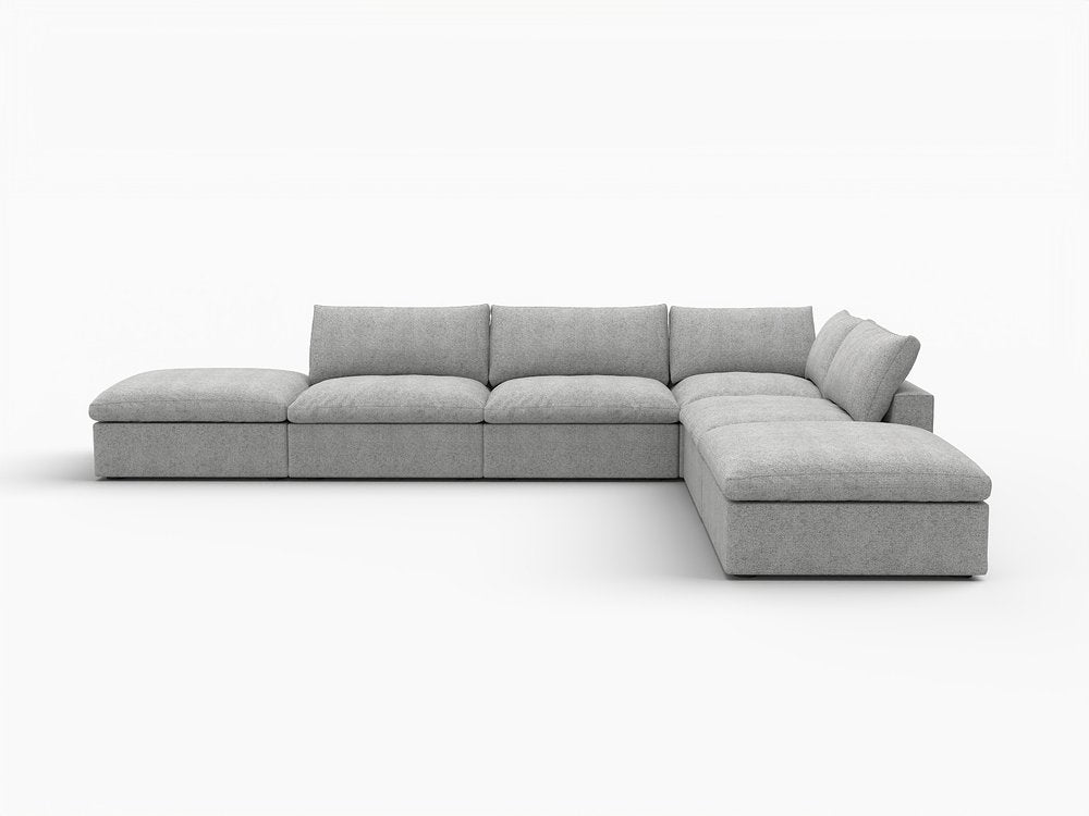 160" Light Gray Linen Blend Modular Armless Sofa With Ottomans And Storage HomeRoots