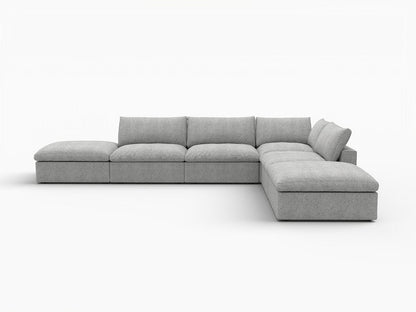 160" Light Gray Linen Blend Modular Armless Sofa With Ottomans And Storage HomeRoots