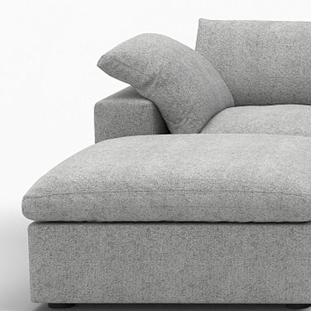 160" Light Gray Linen Blend Modular Sofa With Ottomans Toss Pillows And Storage HomeRoots