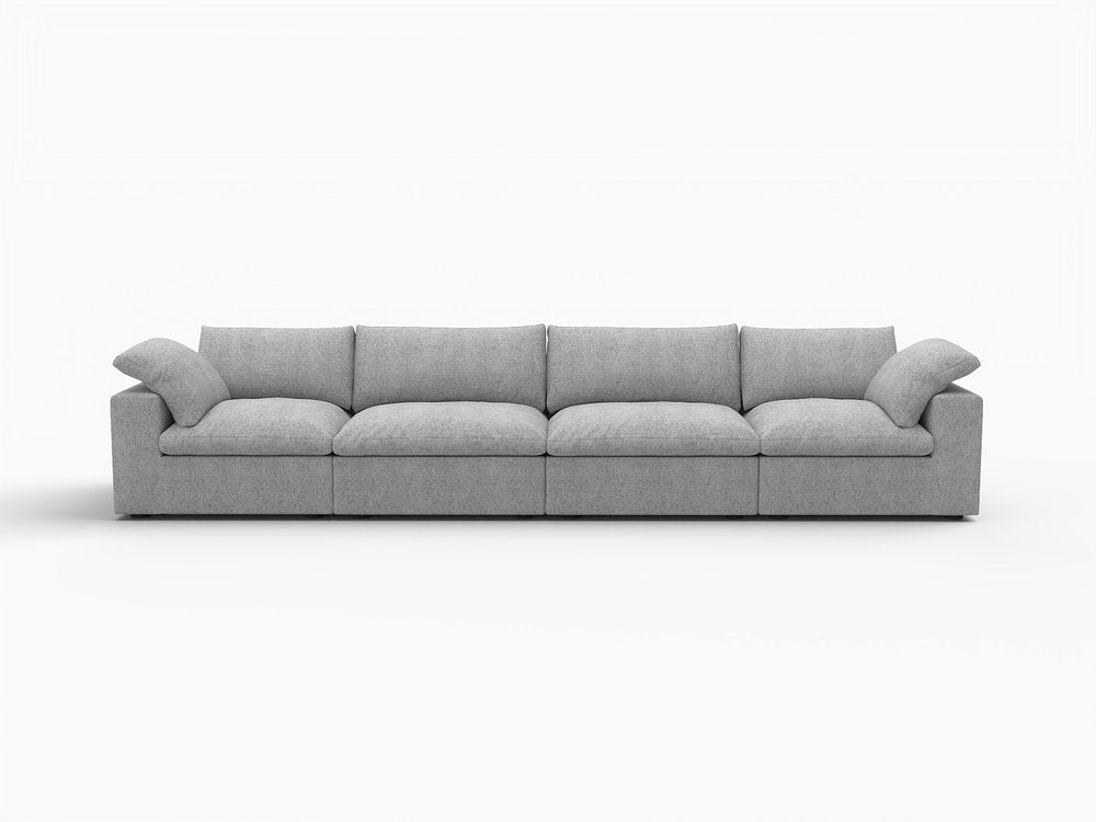 160" Light Gray Linen Blend Modular Sofa With Toss Pillows HomeRoots