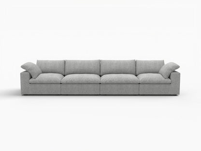 160" Light Gray Linen Blend Modular Sofa With Toss Pillows HomeRoots
