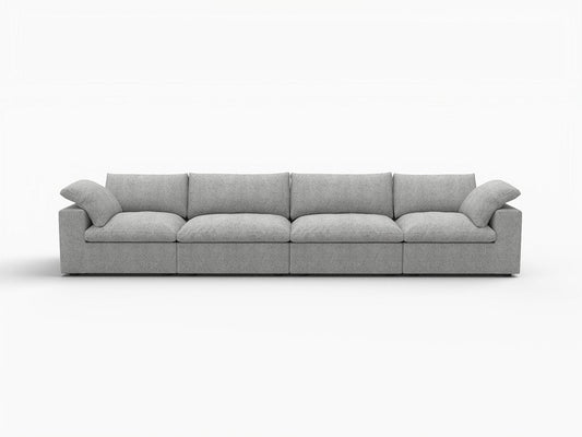 160" Light Gray Linen Blend Modular Sofa With Toss Pillows HomeRoots