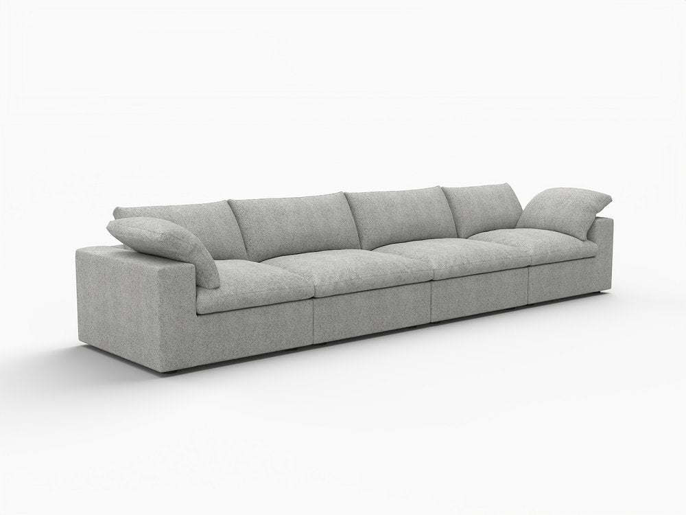 160" Light Gray Linen Blend Modular Sofa With Toss Pillows HomeRoots