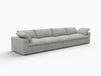 160" Light Gray Linen Blend Modular Sofa With Toss Pillows HomeRoots