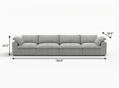 160" Light Gray Linen Blend Modular Sofa With Toss Pillows HomeRoots