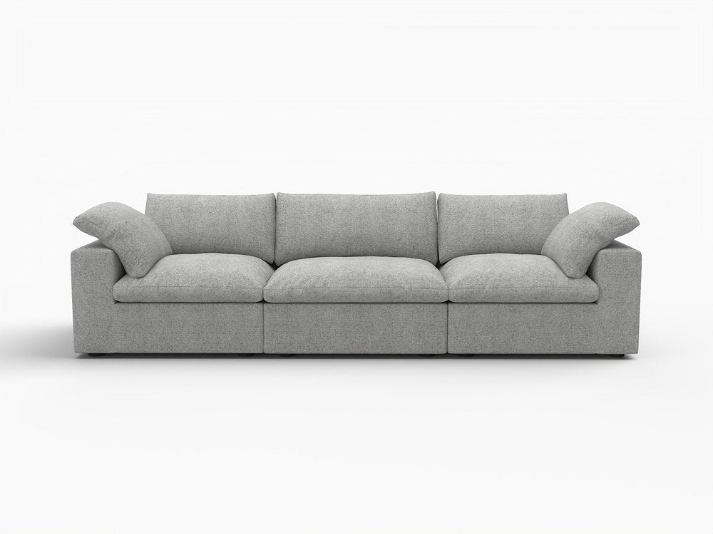120" Light Gray Linen Blend Modular Sofa With Toss Pillows HomeRoots
