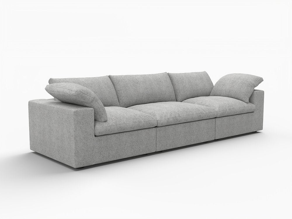 120" Light Gray Linen Blend Modular Sofa With Toss Pillows HomeRoots
