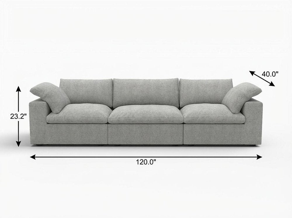 120" Light Gray Linen Blend Modular Sofa With Toss Pillows HomeRoots