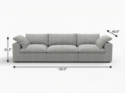 120" Light Gray Linen Blend Modular Sofa With Toss Pillows HomeRoots