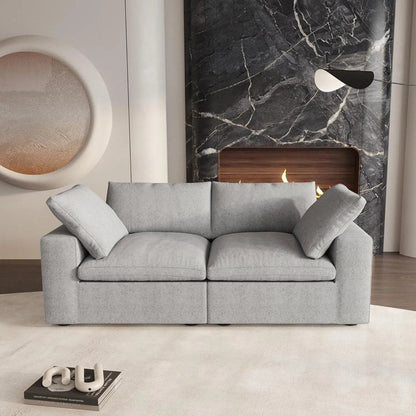 80" Light Gray and Black Linen Blend Modular Loveseat HomeRoots