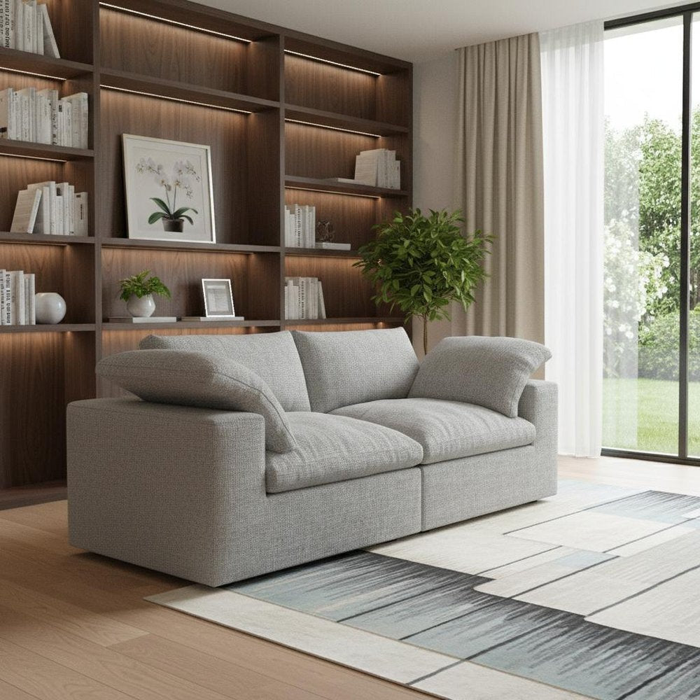 80" Light Gray Linen Blend Modular Loveseat HomeRoots