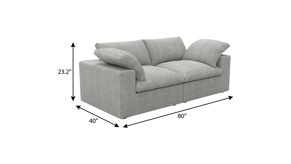 80" Light Gray Linen Blend Modular Loveseat HomeRoots