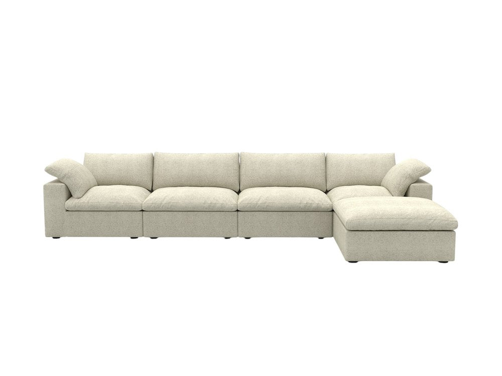 157" Khaki Linen Blend Modular Sofa With Ottoman And Toss Pillows HomeRoots
