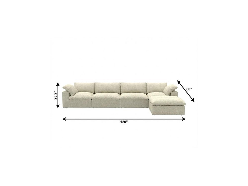 157" Khaki Linen Blend Modular Sofa With Ottoman And Toss Pillows HomeRoots