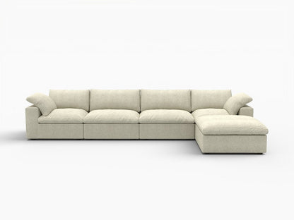 157" Khaki Linen Blend Modular Sofa With Ottoman And Toss Pillows HomeRoots