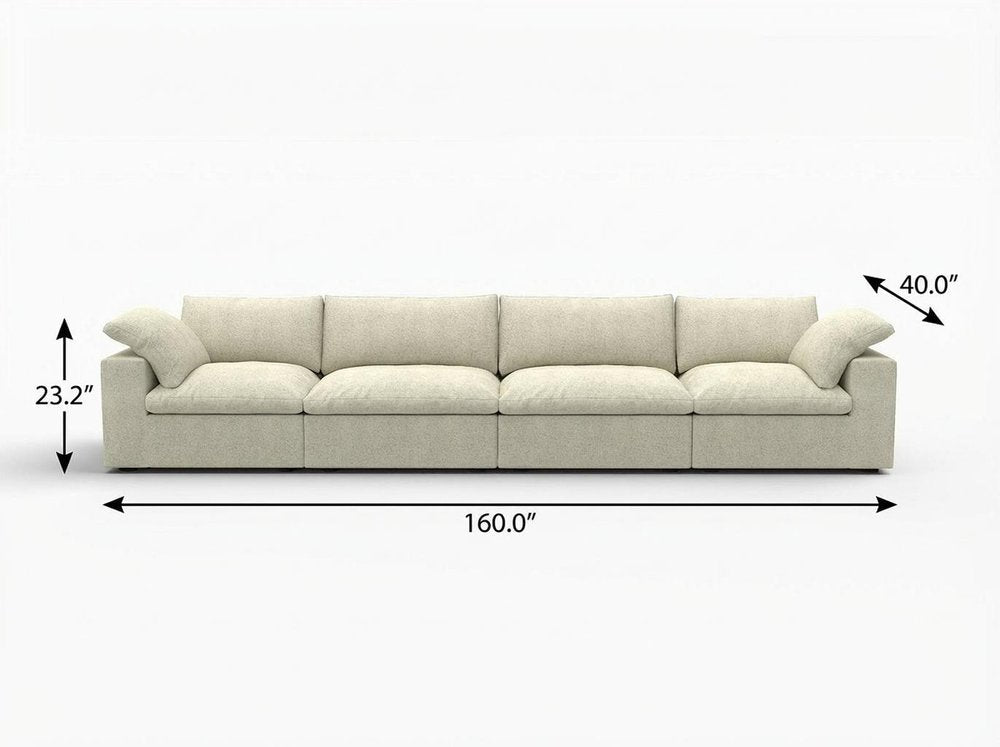 160" Khaki Linen Blend Modular Sofa With Toss Pillows HomeRoots