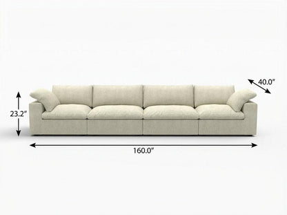 160" Khaki Linen Blend Modular Sofa With Toss Pillows HomeRoots