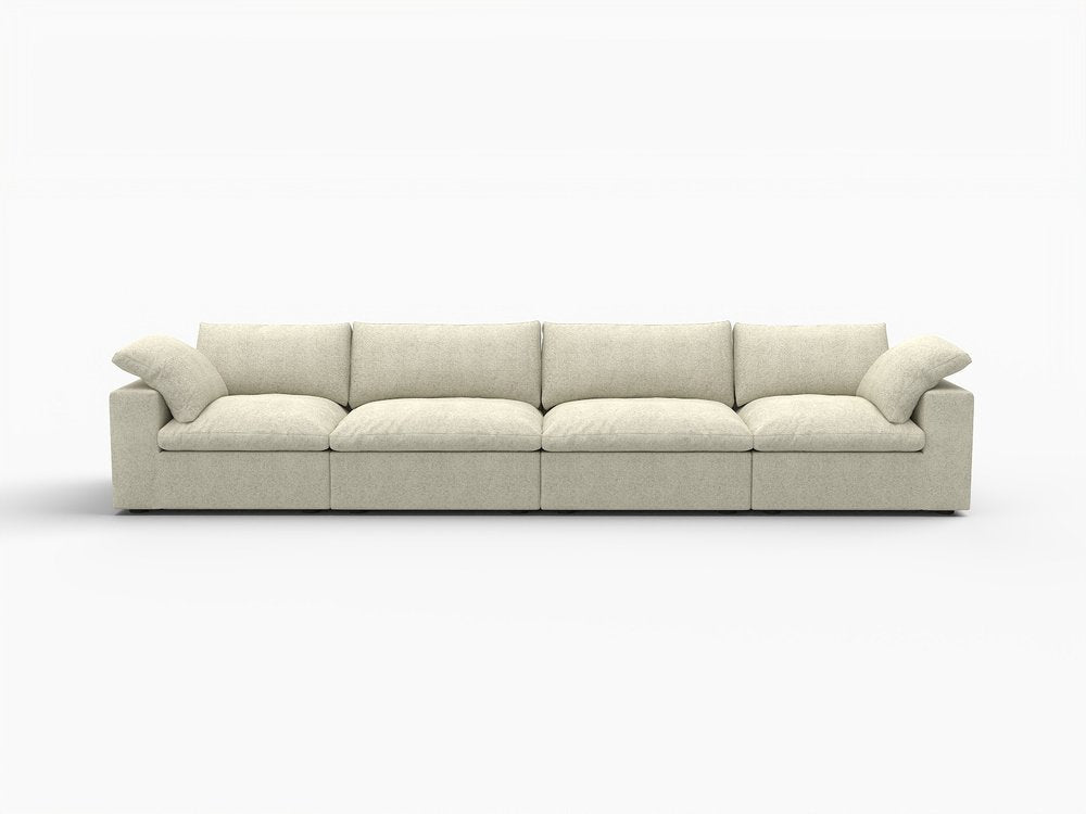 160" Khaki Linen Blend Modular Sofa With Toss Pillows HomeRoots