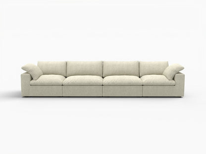 160" Khaki Linen Blend Modular Sofa With Toss Pillows HomeRoots