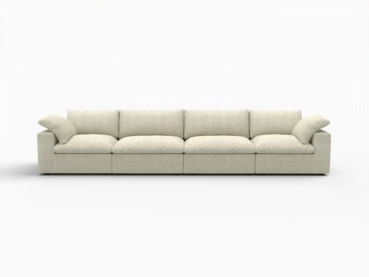 160" Khaki Linen Blend Modular Sofa With Toss Pillows HomeRoots