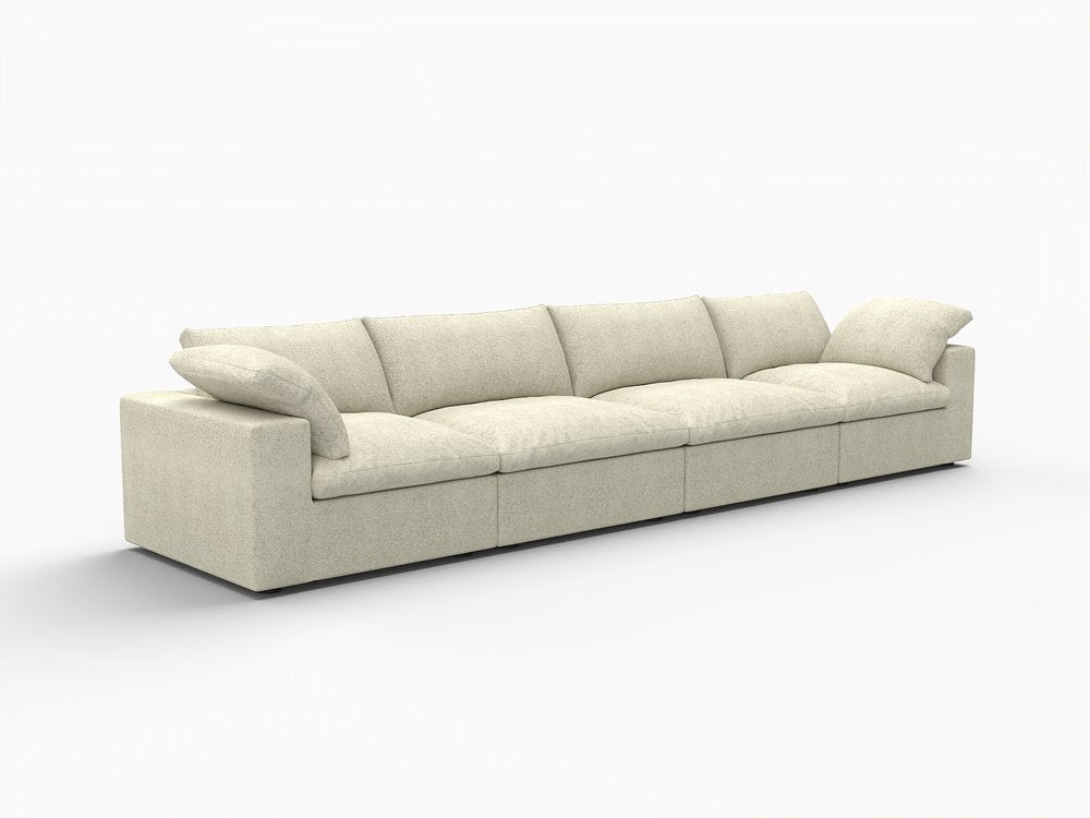 160" Khaki Linen Blend Modular Sofa With Toss Pillows HomeRoots