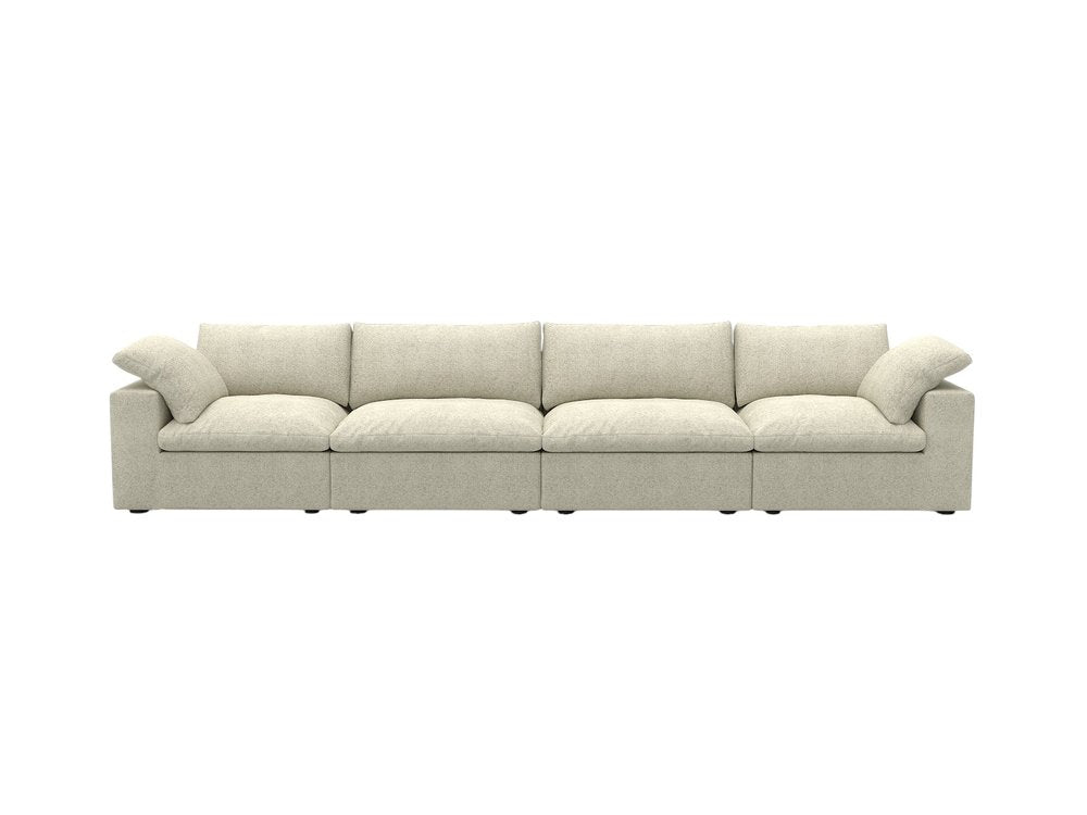 160" Khaki Linen Blend Modular Sofa With Toss Pillows HomeRoots