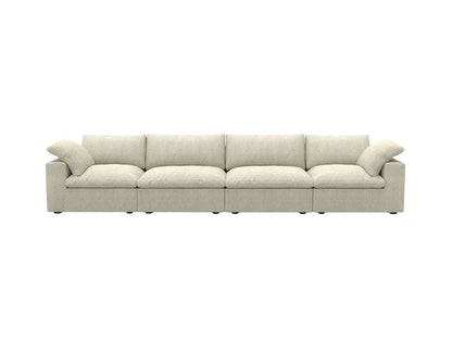 160" Khaki Linen Blend Modular Sofa With Toss Pillows HomeRoots