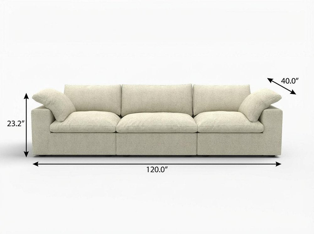 120" Khaki Linen Blend Modular Sofa With Toss Pillows HomeRoots