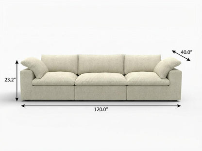 120" Khaki Linen Blend Modular Sofa With Toss Pillows HomeRoots