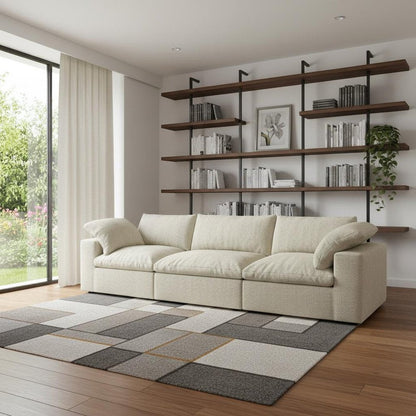 120" Khaki Linen Blend Modular Sofa With Toss Pillows HomeRoots
