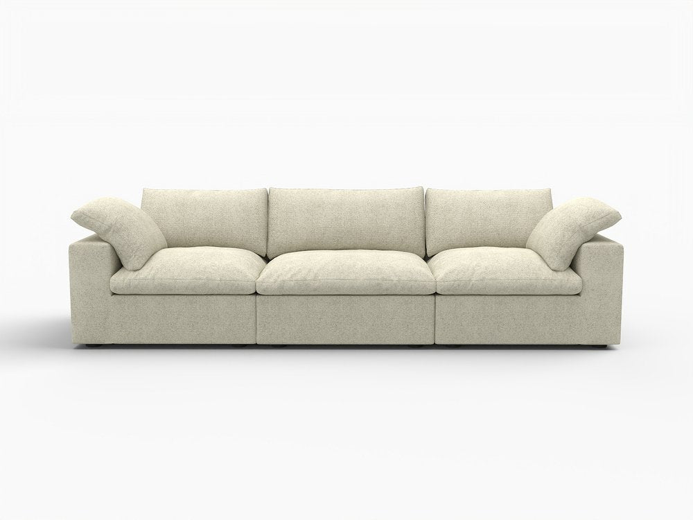 120" Khaki Linen Blend Modular Sofa With Toss Pillows HomeRoots