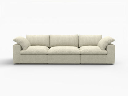 120" Khaki Linen Blend Modular Sofa With Toss Pillows HomeRoots